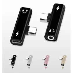 2 Em 1 - Tipo C - 3,5mm Jack - Earphone Charging Converter USB - Tipo C Telefones