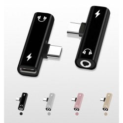 2 En 1 - Type C - Jack 3,5mm - Earphone Charging Converter USB - Téléphones de type C