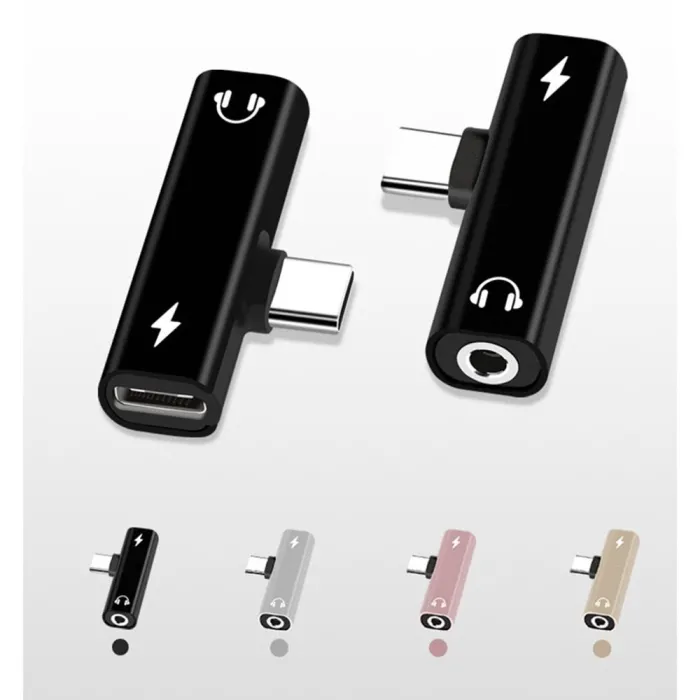 2 I 1 - Typ C - 3,5 mm Jack Earphone Charging Converter USB - Typ C-telefoner