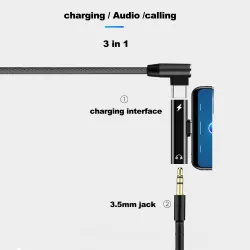 2 En 1 - Type C - Jack 3,5mm - Earphone Charging Converter USB - Téléphones de type C