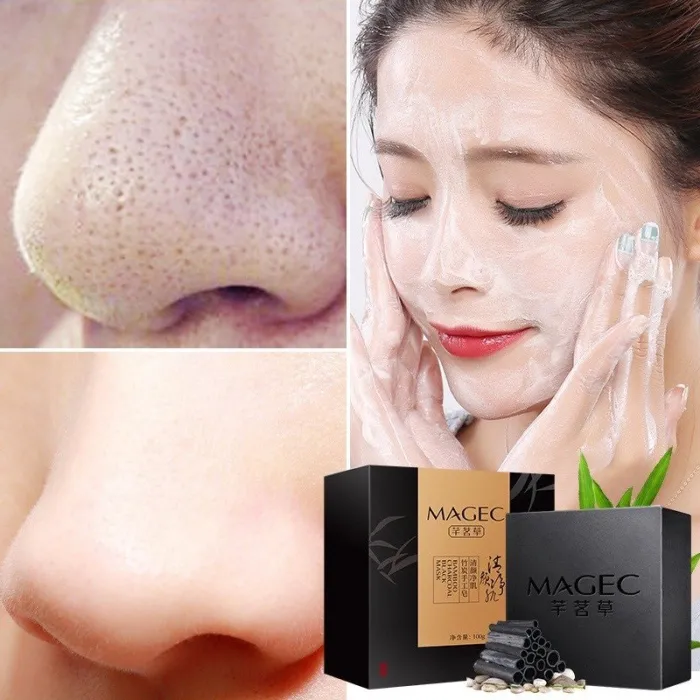 Hot Bamboo Charcoal - käsintehty saippua - puhdas iho - valkoinen saippua - Blackhead Remover