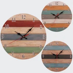 Retro Wall Clock - Vintage - Wooden Roman Craft