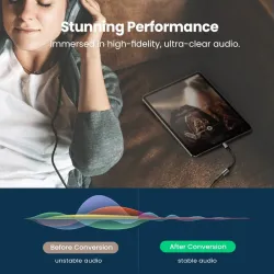 Veste casque USB de type C à 3,5 mm - Adaptateur - Cordon de câble - DAC Chip