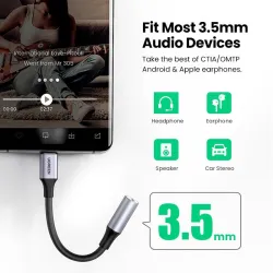 AuricularesUSB Tipo C a 3,5 mm Auricular Jack - Adaptador - Cable Cord - DAC Chip