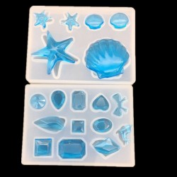 2 Set - Silicone Casting - Résine Molds - DIY - Seashells - Diamonds