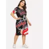 Large size - Funny print - Summer dress - XL-5XLJurken
