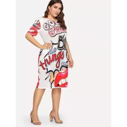 VestidosGran tamaño - Estampado divertido - Vestido de verano - XL-5XL