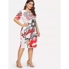 Large size - Funny print - Summer dress - XL-5XLJurken