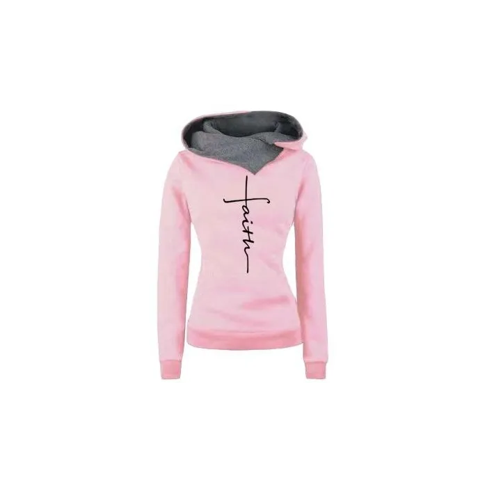 Hoodies & JerséisOtoño - Invierno - Hoodies - Sudaderas - Mujeres - Fe bordado Imprimir