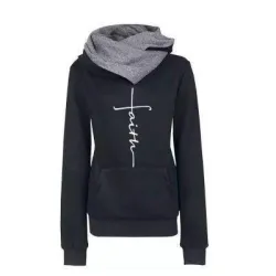 Outono - Inverno - Hoodies - Camisetas - Mulheres - Faith Embroidered Print