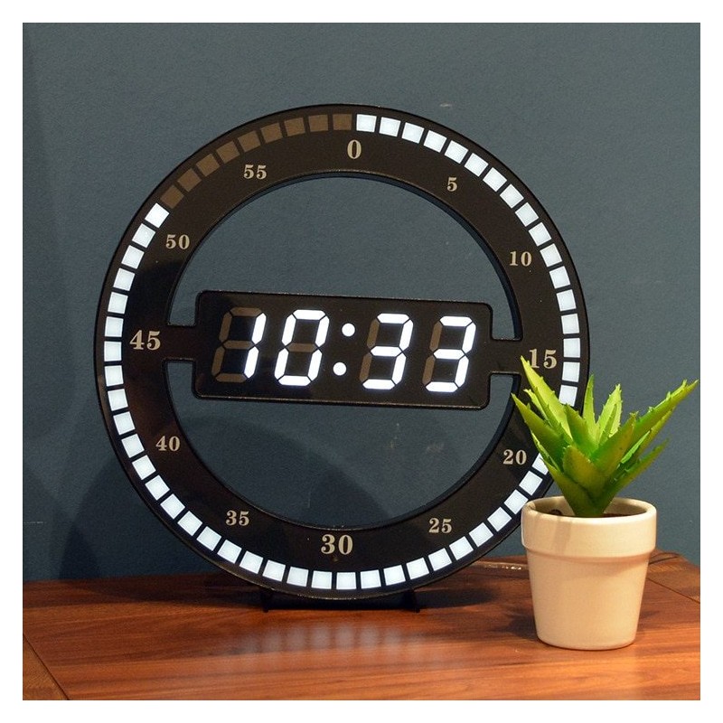 12 polegadas - LED Relógio de parede de anel - Automático - Digital - Eletrônico