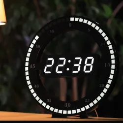 12 tum - LED Ring Wall Clock - Automatisk - Digital - Elektronisk