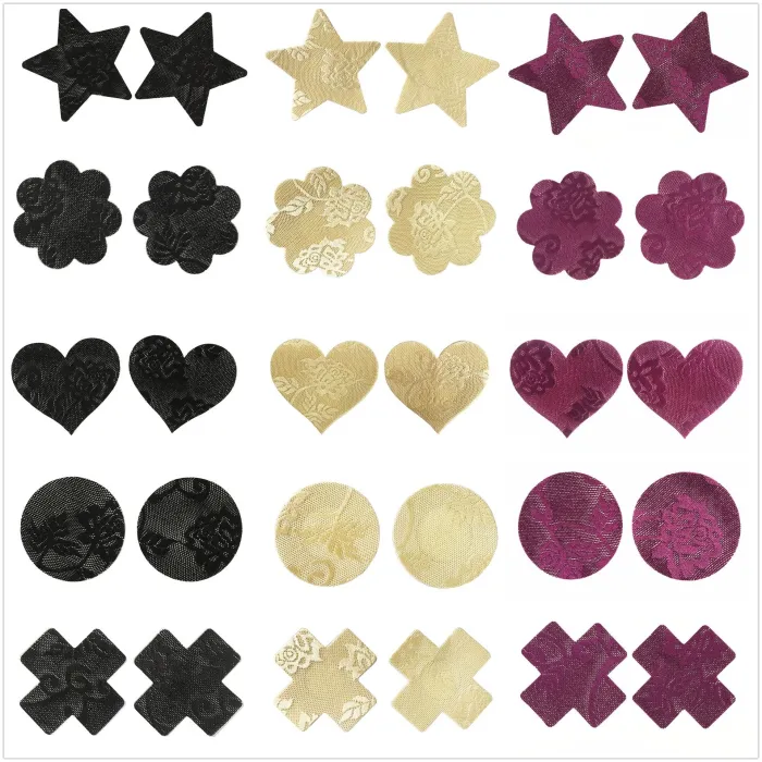 10pairs - Couvertures dentelle - Couvertures de mamelons - Étoile - Cercle - Coeur