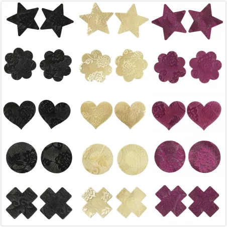 10pairs - Renda - Capas de mamilo - Estrela - Círculo - Coração