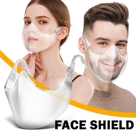 PM2.5 - masque transparent de protection de la bouche / du visage - bouclier plastique - réutilisable