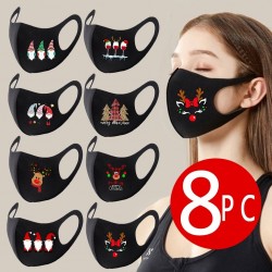 8 pezzi - maschera protettiva / bocca - lavabile - stampa di Natale