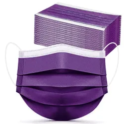 Masque antibactérien jetable - masque de bouche - 3 couches - violet