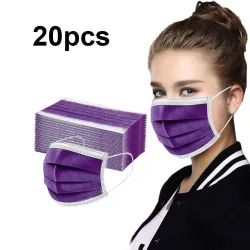 Masque antibactérien jetable - masque de bouche - 3 couches - violet