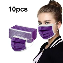 Masque antibactérien jetable - masque de bouche - 3 couches - violet