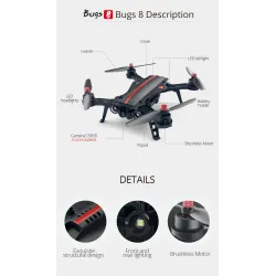 Drone PiezasMJX B8 Bugs 8 - Luz LED - Sin cepillos - Racer Drone - Rojo
