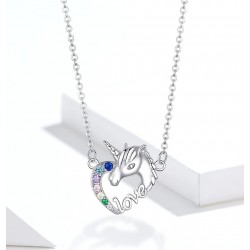 925 Sterling Silver - Unicorn Of Love - Necklaces - Zircon - Pendant