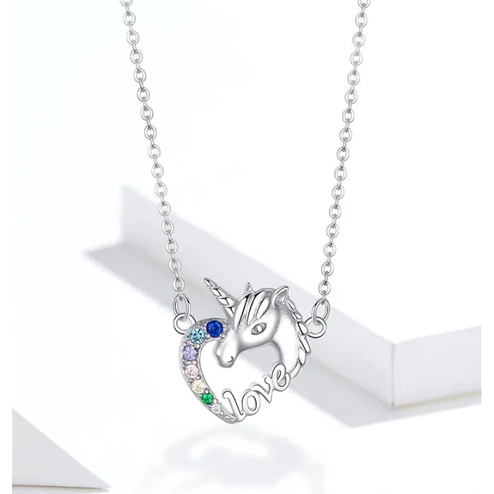 925 Argent Sterling - Licorne de l'Amour - Colliers - Zircon - Pendentif