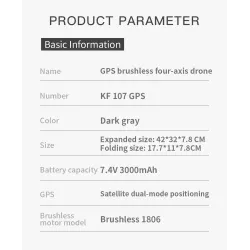 KF107 - GPS - 5G - WiFi - 1.2KM - 4K Servo Camera - Optical Flow Positioning - Brushless - Pieghevole - Una batteria