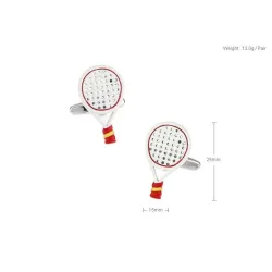 Tennis rackets - white & red cufflinks
