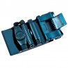 Crocodile skin design - leather belt with automatic buckle - blue
