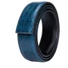 Crocodile skin design - leather belt with automatic buckle - blue