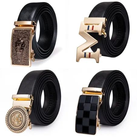 Ceinture en cuir véritable de luxe avec boucle automatique