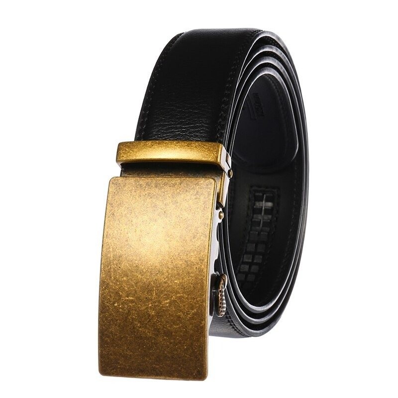 Fashionable leather belt with automatic buckle