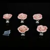 Rose formade möbelhandtag - keramik - 5 bitar