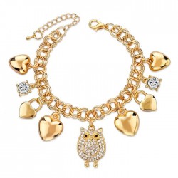 Bracelet de luxe avec charmes & cristaux - or - argent