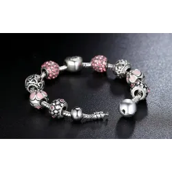 PulseraPulsera de lujo con cuentas de cristal - 925 plata esterlina
