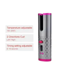 Ceramic hair curler - langaton - auto-rotating - Led -näyttö