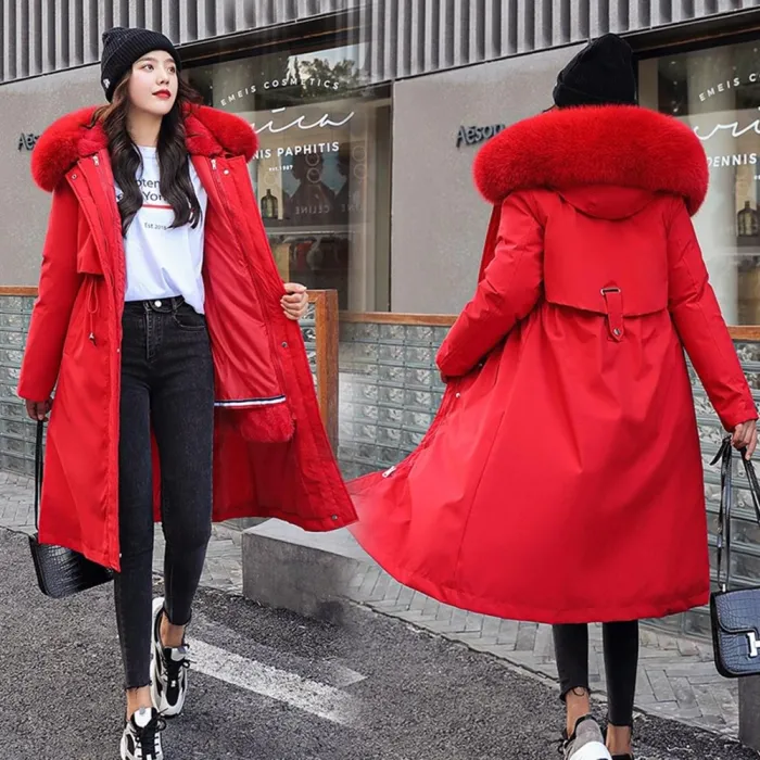 Manteau d'hiver avec doublure amovible - veste longue capuche