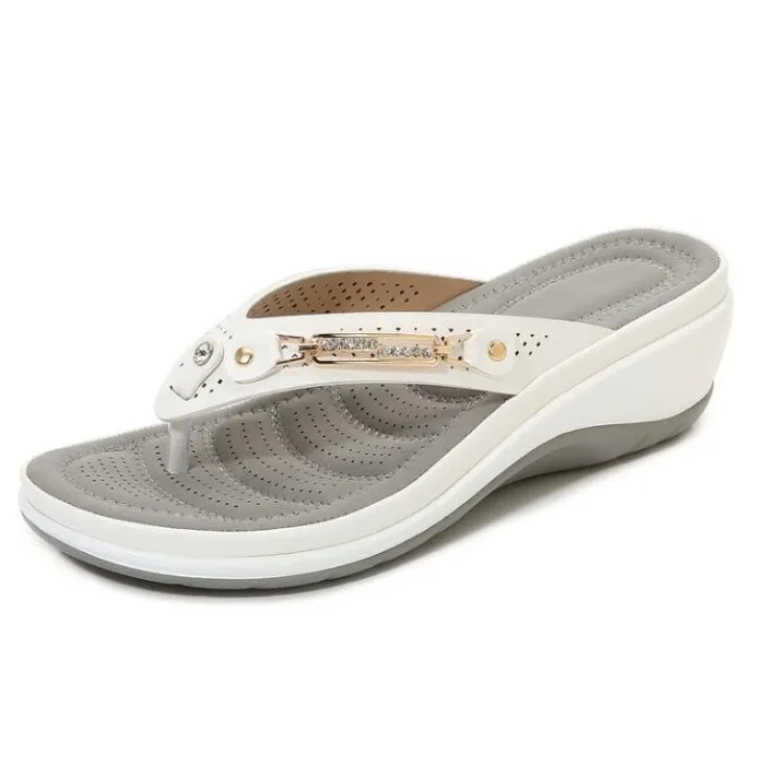 SandaliasElegantes sandalias de verano - flip flops - metal y cristal decoración - cómodo