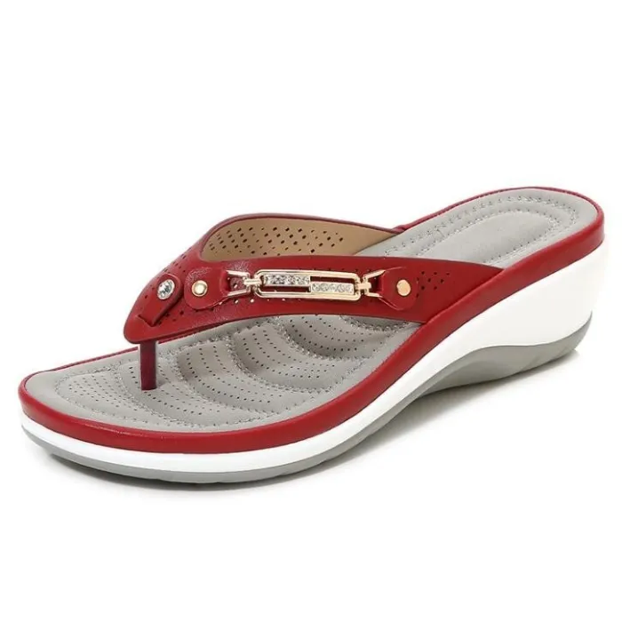 Elegantti kesä sandaalit - flip flops - metalli ja kristalli koriste - mukava