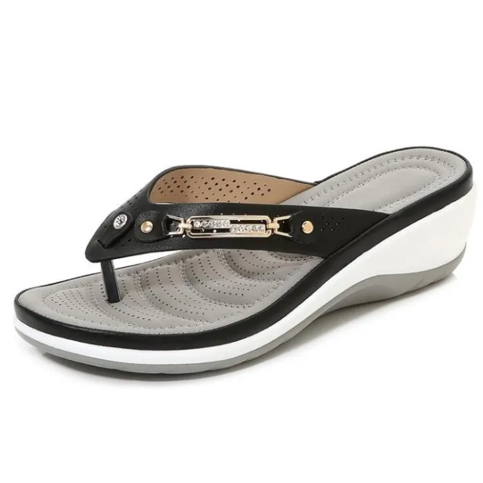 SandaliasElegantes sandalias de verano - flip flops - metal y cristal decoración - cómodo