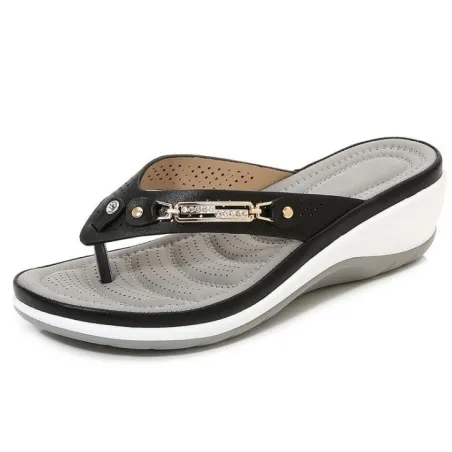 SandaliasElegantes sandalias de verano - flip flops - metal y cristal decoración - cómodo