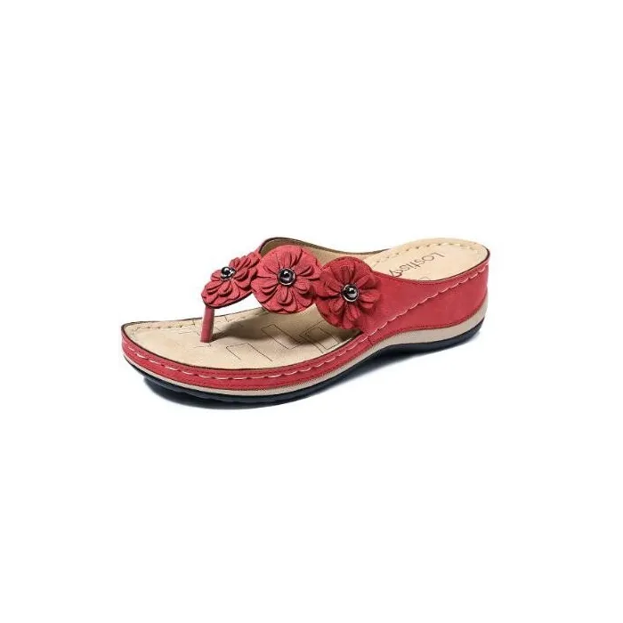 Sommer Sandalen mit dekorativen Blumen - ethnischen Stil Flip-Flops