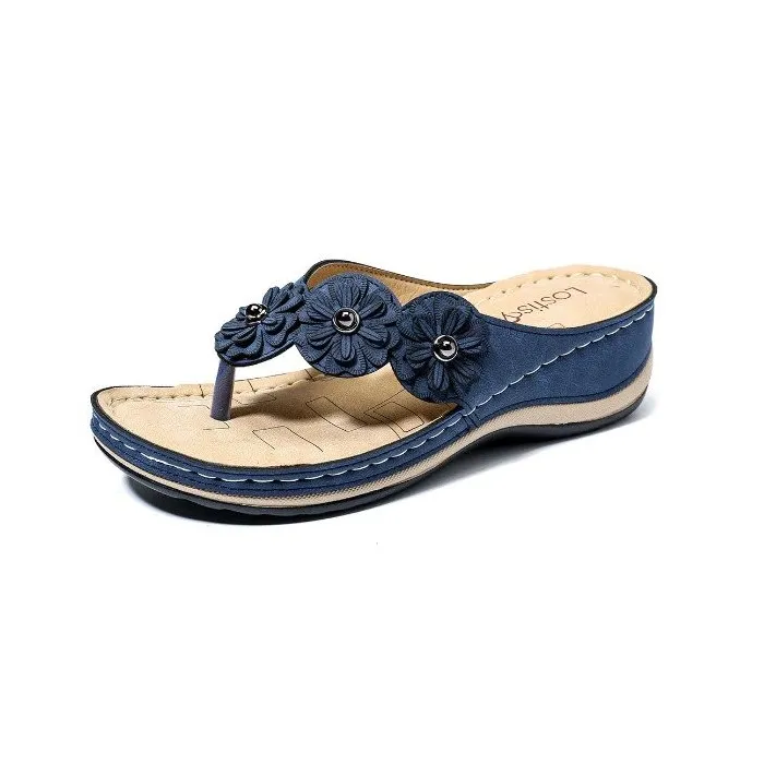 Zomersandalen met decoratieve bloemen - teenslippers in etnische stijlSandalen