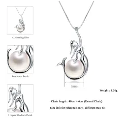 Pendant med sjöjungfru & pärla - halsband - 925 sterling silver