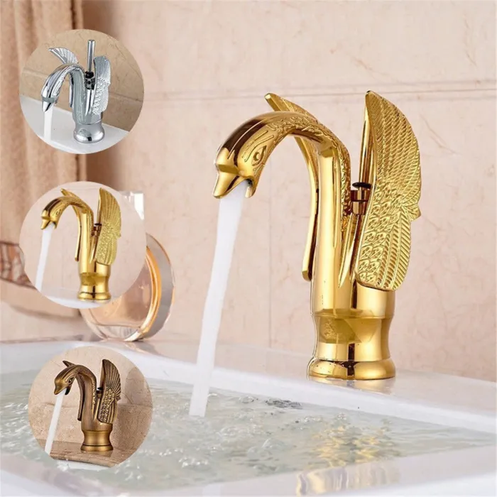Robinet en forme de cygne de luxe - robinet avec trou unique