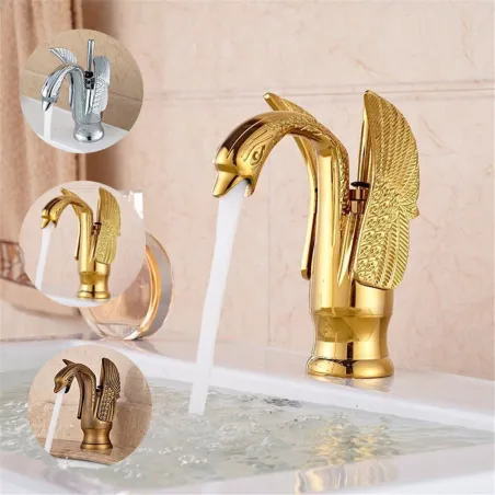 Robinet en forme de cygne de luxe - robinet avec trou unique