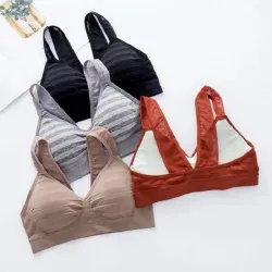 Soutien-gorge de coton rayé avec poussette