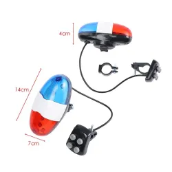 6 Led - Sons de 4 tons - cloche de vélo - corne avec lumière