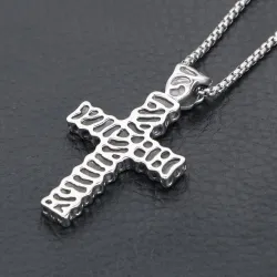 Vintage cross pendant - stainless steel necklace
