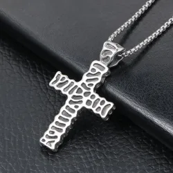 Vintage cross pendant - stainless steel necklace